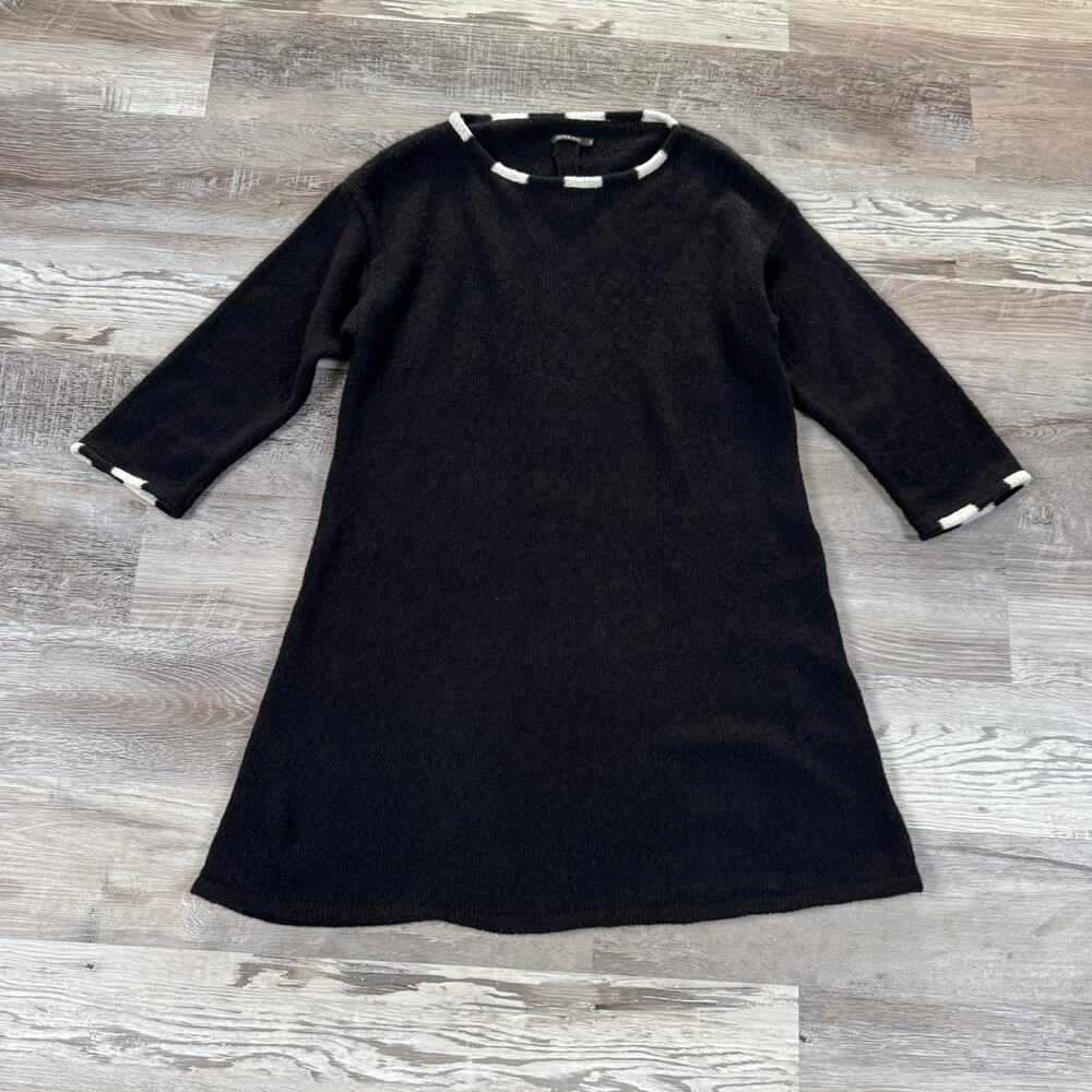 GRIZAS Wool Knit Sweater Dress Black Lagenlook Art to Wear Avant Garde M